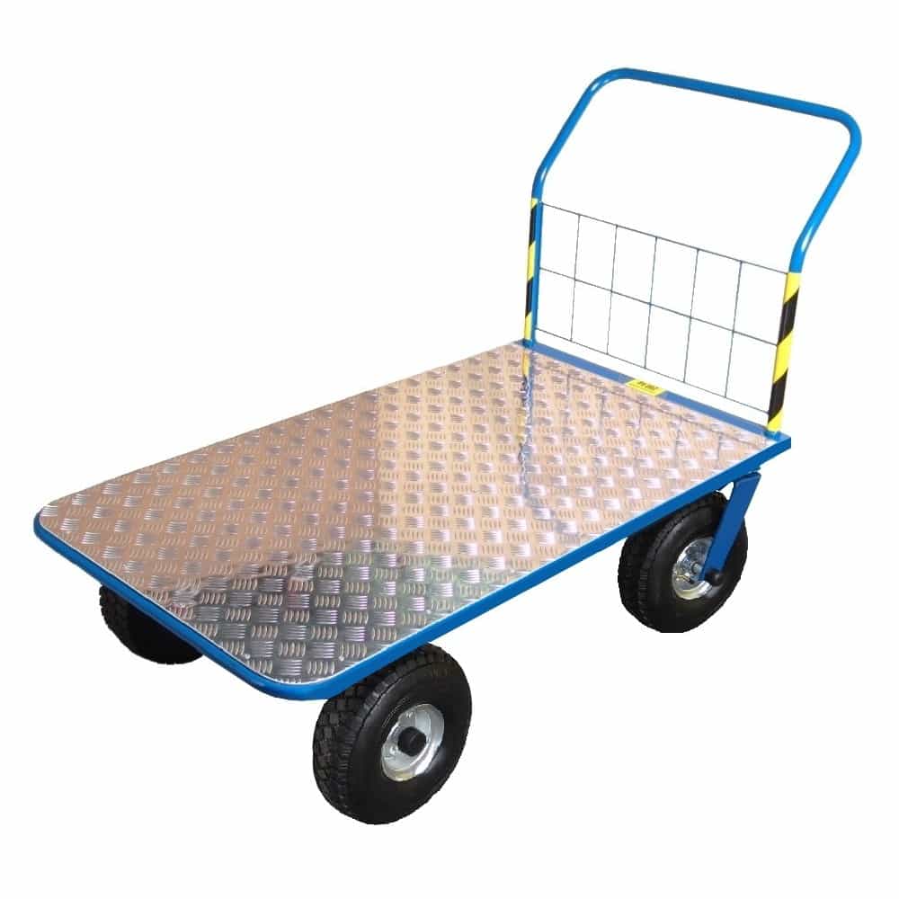 Plattform-Lagerwagen STACH III AL mit gepumpten Rädern und Aluminiumkonstruktion, ideal für industrielle Anwendungen. Robuste und leichte Konstruktion.
