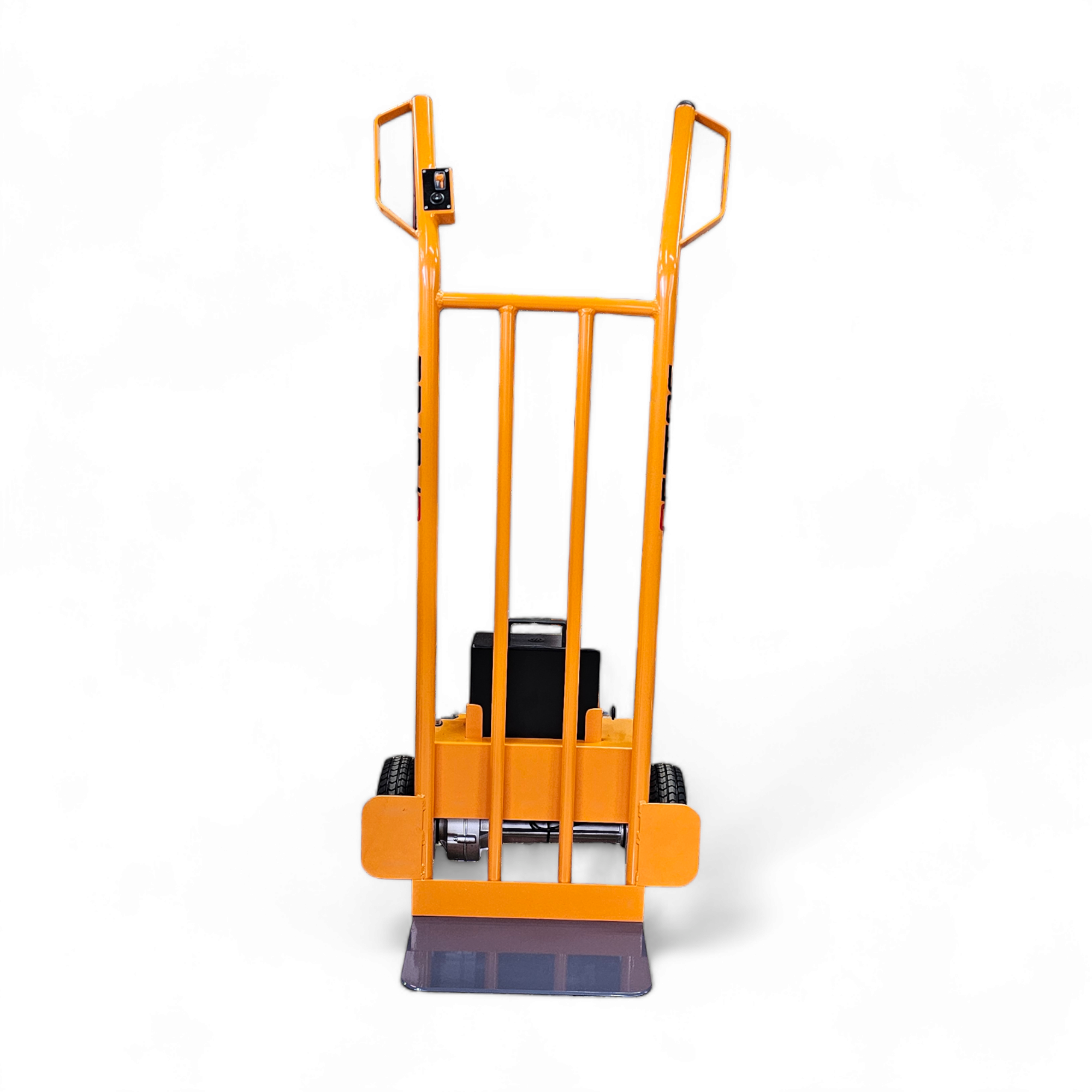 Seitenansicht der efatec Kuli K1 elektrischen Transportkarre in einer Lagerhalle bei dif-shop